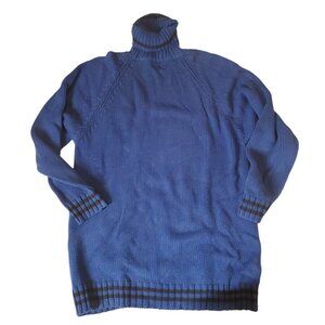 Gap Vintage 90s Women's Oversized Sweater Cotton Turtleneck Sweater Blue Sz M
